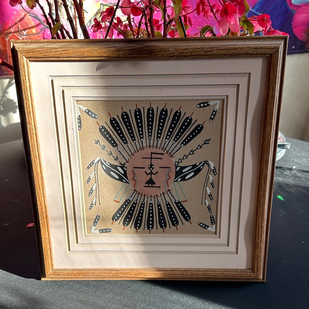 Navajo Sand Art Painting. Authentic.  Vintage